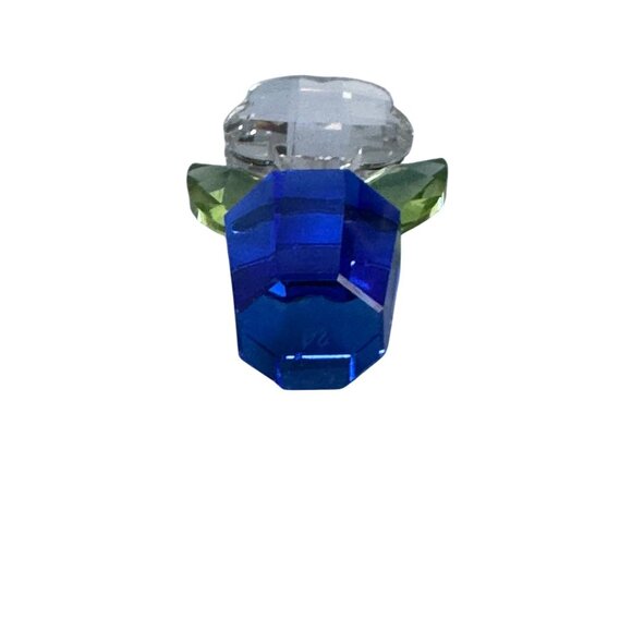 Swarovski 296598 Potted Plant Clear Daisy Green & Blue Crystal Figurine - Picture 8 of 9